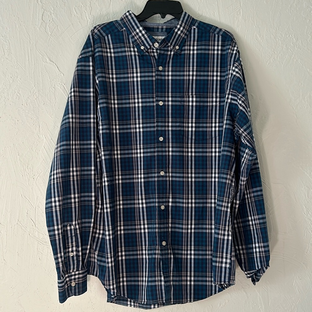 Blue plaid business button down